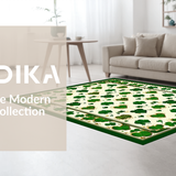 Ultra Soft Area Rug, Non Slip, Stain Resistant, Washable Area Rugs for Living Room, Bedroom, Charming White and Green Floral Arrangement(Green)