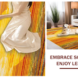 Ultra Soft Area Rug, Non Slip, Stain Resistant, Washable Area Rugs for Living Room, Bedroom, Contemporary Round Floral Motif(Yellow)