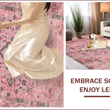 Ultra Soft Area Rug, Non Slip, Stain Resistant, Washable Area Rugs for Living Room, Bedroom, Artistic Earthy Toned Floral Design(Pink)