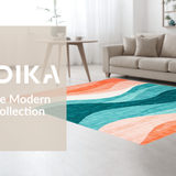 Ultra Soft Area Rug, Non Slip, Stain Resistant, Washable Area Rugs for Living Room, Bedroom, Bright Abstract Symmetrical Artwork(Orange)