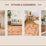 Ultra Soft Area Rug, Non Slip, Stain Resistant, Washable Area Rugs for Living Room, Bedroom, Vivid Herringbone Orange Aesthetic(Orange)