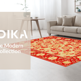 Ultra Soft Area Rug, Non Slip, Stain Resistant, Washable Area Rugs for Living Room, Bedroom, Vibrant Floral Radiance Motif(Red)