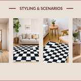 Ultra Soft Area Rug, Non Slip, Stain Resistant, Washable Area Rugs for Living Room, Bedroom, Modern Faux Wool Checkerboard(Black)