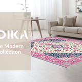 Ultra Soft Area Rug, Non Slip, Stain Resistant, Washable Area Rugs for Living Room, Bedroom, Chic Soft Blue Floral Pattern(White)