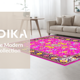 Ultra Soft Area Rug, Non Slip, Stain Resistant, Washable Area Rugs for Living Room, Bedroom, Eclectic Floral Medallion Motif(Pink)