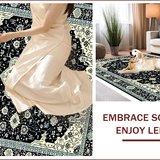 Ultra Soft Area Rug, Non Slip, Stain Resistant, Washable Area Rugs for Living Room, Bedroom, Non-Shedding Vintage Bedroom Area Rug Black Ivory(Black)