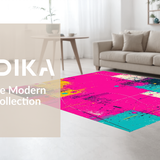 Ultra Soft Area Rug, Non Slip, Stain Resistant, Washable Area Rugs for Living Room, Bedroom, Eclectic Geometric Color Pop(Pink)