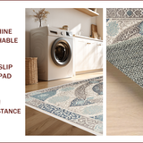 Ultra Soft Area Rug, Non Slip, Stain Resistant, Washable Area Rugs for Living Room, Bedroom, Transitional Damask Boho(Beige)