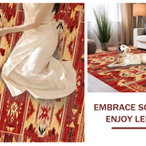 Ultra Soft Area Rug, Non Slip, Stain Resistant, Washable Area Rugs for Living Room, Bedroom, Dynamic Crimson and Brown Weave(Red)