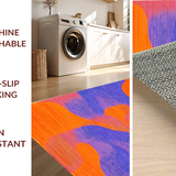 Ultra Soft Area Rug, Non Slip, Stain Resistant, Washable Area Rugs for Living Room, Bedroom, Lively Colorful Flowing Shapes(Orange)