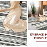 Ultra Soft Area Rug, Non Slip, Stain Resistant, Washable Area Rugs for Living Room, Bedroom, Stylish Black & White Carpet: Reversible Striped Area Rug(Black)