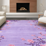 Ultra Soft Area Rug, Non Slip, Stain Resistant, Washable Area Rugs for Living Room, Bedroom, Bright Cheerful Floral Composition(Purple)