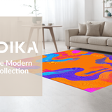 Ultra Soft Area Rug, Non Slip, Stain Resistant, Washable Area Rugs for Living Room, Bedroom, Dynamic Modern Abstract Waves(Orange)