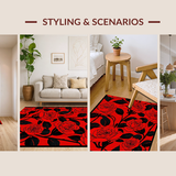 Ultra Soft Area Rug, Non Slip, Stain Resistant, Washable Area Rugs for Living Room, Bedroom, Dynamic Colorful Leaf Pattern(Red)