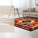 Ultra Soft Area Rug, Non Slip, Stain Resistant, Washable Area Rugs for Living Room, Bedroom, Vintage Artistic Geometric Print(Orange)