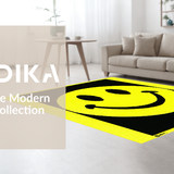 Ultra Soft Area Rug, Non Slip, Stain Resistant, Washable Area Rugs for Living Room, Bedroom, Retro Smiley Face Geometric Style(Yellow)