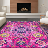 Ultra Soft Area Rug, Non Slip, Stain Resistant, Washable Area Rugs for Living Room, Bedroom, Rustic Traditional Tiled Motifs(Pink)