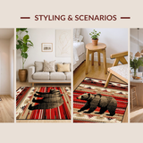 Ultra Soft Area Rug, Non Slip, Stain Resistant, Washable Area Rugs for Living Room, Bedroom, Bold Rustic Mountain Scene(Red)