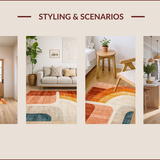 Ultra Soft Area Rug, Non Slip, Stain Resistant, Washable Area Rugs for Living Room, Bedroom, Terracotta Abstract Rainbow Motif(Brown)