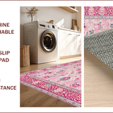 Ultra Soft Area Rug, Non Slip, Stain Resistant, Washable Area Rugs for Living Room, Bedroom, Whimsical Heart Motif Decor(Pink)