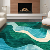 Ultra Soft Area Rug, Non Slip, Stain Resistant, Washable Area Rugs for Living Room, Bedroom, Vibrant Contemporary Fluid Shapes(Green)