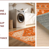 Ultra Soft Area Rug, Non Slip, Stain Resistant, Washable Area Rugs for Living Room, Bedroom, Boho Low Pile(Orange)