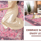 Ultra Soft Area Rug, Non Slip, Stain Resistant, Washable Area Rugs for Living Room, Bedroom, Traditional Hand Tufted Bedroom Area Carpet(Pink)