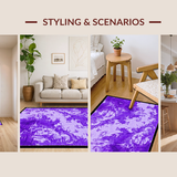 Ultra Soft Area Rug, Non Slip, Stain Resistant, Washable Area Rugs for Living Room, Bedroom, Trendy Funky Circular Motif(Purple)