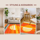 Ultra Soft Area Rug, Non Slip, Stain Resistant, Washable Area Rugs for Living Room, Bedroom, Playful Abstract Sunlit Design(Yellow)