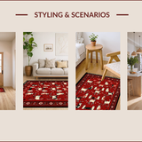 Ultra Soft Area Rug, Non Slip, Stain Resistant, Washable Area Rugs for Living Room, Bedroom, Red Bandana Cat Rug Playful Pet-Friendly Indoor Bathroom Carpet(Red)