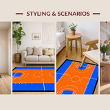 Ultra Soft Area Rug, Non Slip, Stain Resistant, Washable Area Rugs for Living Room, Bedroom, Rustic Sports Court Inspired Look(Blue)