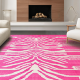 Ultra Soft Area Rug, Non Slip, Stain Resistant, Washable Area Rugs for Living Room, Bedroom, Trendy Light Pink Zebra Motif(Pink)
