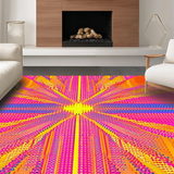 Ultra Soft Area Rug, Non Slip, Stain Resistant, Washable Area Rugs for Living Room, Bedroom, Modern Circular Sunburst Aesthetic(Orange)