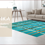 Ultra Soft Area Rug, Non Slip, Stain Resistant, Washable Area Rugs for Living Room, Bedroom, Contemporary Vibrant Checked Aesthetic(Blue)