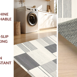 Ultra Soft Area Rug, Non Slip, Stain Resistant, Washable Area Rugs for Living Room, Bedroom, Contemporary Cream Geometric Statement(Beige)