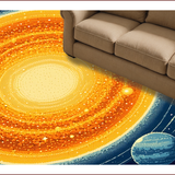 Ultra Soft Area Rug, Non Slip, Stain Resistant, Washable Area Rugs for Living Room, Bedroom, Educational Planet Theme Bedroom Round Carpet(Orange)
