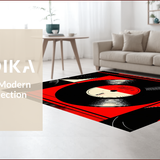 Ultra Soft Area Rug, Non Slip, Stain Resistant, Washable Area Rugs for Living Room, Bedroom, Nostalgic Vintage Vinyl Aesthetic(Black)