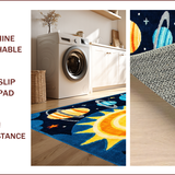 Ultra Soft Area Rug, Non Slip, Stain Resistant, Washable Area Rugs for Living Room, Bedroom, Colorful Solar System Playroom Non-Slip Kids Carpet(Blue)