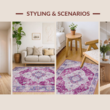 Ultra Soft Area Rug, Non Slip, Stain Resistant, Washable Area Rugs for Living Room, Bedroom, Sophisticated Abstract Artistry Blend(Purple)