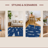 Ultra Soft Area Rug, Non Slip, Stain Resistant, Washable Area Rugs for Living Room, Bedroom, Rustic Multicolored Nature Theme(Blue)