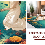 Ultra Soft Area Rug, Non Slip, Stain Resistant, Washable Area Rugs for Living Room, Bedroom, Enchanted Seabed Rug Showcasing Graceful Turtles Amid Tropical Coral Habitat(Blue)