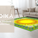 Ultra Soft Area Rug, Non Slip, Stain Resistant, Washable Area Rugs for Living Room, Bedroom, Joyful Abstract Sunburst Theme(Yellow)