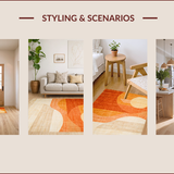 Ultra Soft Area Rug, Non Slip, Stain Resistant, Washable Area Rugs for Living Room, Bedroom, Vibrant Abstract Sun and Moon Motif(Orange)