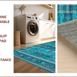 Ultra Soft Area Rug, Non Slip, Stain Resistant, Washable Area Rugs for Living Room, Bedroom, Elegant Nature-Infused Print Design(Blue)