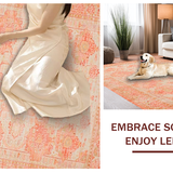 Ultra Soft Area Rug, Non Slip, Stain Resistant, Washable Area Rugs for Living Room, Bedroom, Rustic Vintage Seal Pattern(Pink)