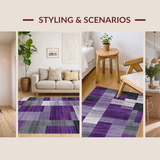 Ultra Soft Area Rug, Non Slip, Stain Resistant, Washable Area Rugs for Living Room, Bedroom, Stylish Monochrome Abstract Elements(Purple)