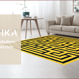 Ultra Soft Area Rug, Non Slip, Stain Resistant, Washable Area Rugs for Living Room, Bedroom, 3D Geometric Yoga Space Soft Washable Carpet(Gold)