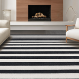 Ultra Soft Area Rug, Non Slip, Stain Resistant, Washable Area Rugs for Living Room, Bedroom, Retro Black & White Striped Rug: Modern Geometric Area Rug(Black)