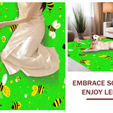 Ultra Soft Area Rug, Non Slip, Stain Resistant, Washable Area Rugs for Living Room, Bedroom, Colorful Bee Artistry Rug(Green)