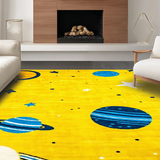 Ultra Soft Area Rug, Non Slip, Stain Resistant, Washable Area Rugs for Living Room, Bedroom, Orbiting Brightly Colored Elements(Yellow)